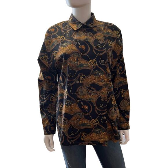 Vintage Alexander Campbell Equestrian Horse Double Breasted Button-Down, US 8 - Picture 3 of 7